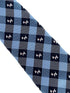 light blue  and dark navy blue plaid gingham style tie with Scottie dog Scottish Terrier design